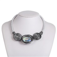 ( Silver)occidental style wind medium handmade necklace clavicle chain aluminum glass resin chain