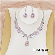 ( electroplated silvery ) occidental style bride necklace set high-end all-Purpose crystal color clavicle chain earring