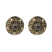 ( black) retro atmospheric high earrings enamel pattern Alloy diamonds silver palace wind ear stud Earring