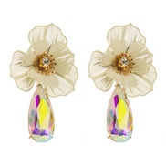 ( white)occidental style trend summer diamond flowers earrings personality exaggerating creative Colorful drop earring 