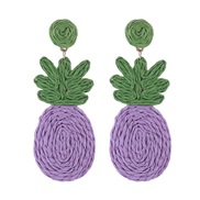 (purple)summer Bohemian style handmade weave fruits earrings personality sweet