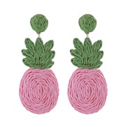 ( Pink)summer Bohemian style handmade weave fruits earrings personality sweet