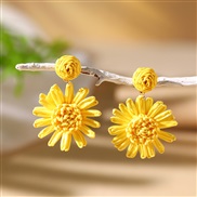 ( yellow)beautiful color weave flowers earrings  occidental style wind personality exaggerating Earring