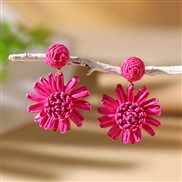 ( rose Red)beautiful color weave flowers earrings  occidental style wind personality exaggerating Earring