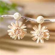 (Rice white )beautiful color weave flowers earrings  occidental style wind personality exaggerating Earring