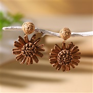 (coffeeg )beautiful color weave flowers earrings  occidental style wind personality exaggerating Earring