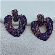 (love purple)occidental style samll love color glass fully-jewelled earrings fashion ear stud high Earring woman