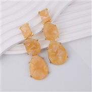 ( yellow)retro Earring samll textured high asymmetry temperament long style resin earrings woman