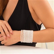 ( 1 Bracelet White K 2374)occidental style multilayer retro Collar imitate Pearl necklace woman temperament big samll b