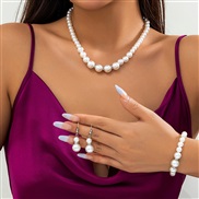 ( 3  White K 45 7)occidental style multilayer retro Collar imitate Pearl necklace woman temperament big samll beads