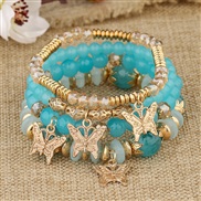 (B269 blue )occidental style fashion lady Bohemia multilayer crystal bracelet butterfly pendant colorful bracelet