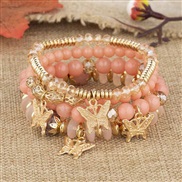 (B269 )occidental style fashion lady Bohemia multilayer crystal bracelet butterfly pendant colorful bracelet