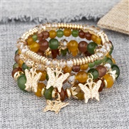 (B269  Mixed color)occidental style fashion lady Bohemia multilayer crystal bracelet butterfly pendant colorful bracelet