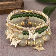 (B269 Ligh green )occidental style fashion lady Bohemia multilayer crystal bracelet butterfly pendant colorful bracelet