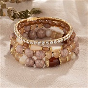 (B236  Brown)occidental style Bohemia layer bracelet lady diamond multilayer elasticity bracelet