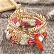 (B268  red)occidental style Bohemia layer bracelet lady diamond multilayer elasticity bracelet