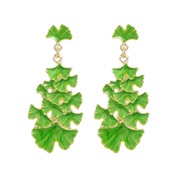 ( green)earrings enamel flowers earrings occidental style Earring woman Bohemian style multilayer leaves