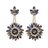 ( black)trend colorful diamond earrings occidental style fully-jewelled Earring woman Bohemian style flowers earring ex
