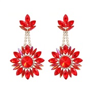 ( red)trend colorful diamond earrings occidental style fully-jewelled Earring woman Bohemian style flowers earring exag