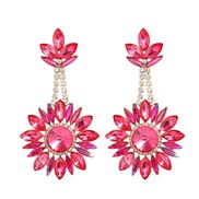 ( rose Red)trend colorful diamond earrings occidental style fully-jewelled Earring woman Bohemian style flowers earring