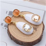 ( white)ins wind occidental style earrings geometry drop embed diamond ear stud brief all-Purpose lovely Alloy enamel E