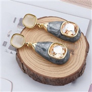 ( gray)ins wind occidental style earrings geometry drop embed diamond ear stud brief all-Purpose lovely Alloy enamel Ea