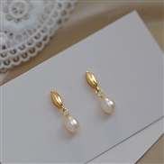 ( Gold) retro surface drop Pearl ear stud brief fashion high earring earrings samll all-Purpose temperament Earring
