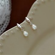 ( Silver) retro surface drop Pearl ear stud brief fashion high earring earrings samll all-Purpose temperament Earring