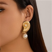 ( Gold 3228)occidental style creative wind  imitate Pearl wind ear stud womanearrings