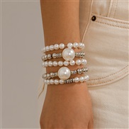 ( White K 5  2)occidental style exaggerating Pearl bracelet set  creative temperamentracelet big beads embed