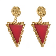 ( red)occidental style retro medium wind resin earrings brief triangle pendant samll high fashion Earring