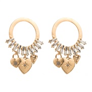 ( Gold)occidental style wind Alloy circle love earrings diamond love tassel personality Earring brief high earrings