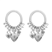 ( Silver)occidental style wind Alloy circle love earrings diamond love tassel personality Earring brief high earrings