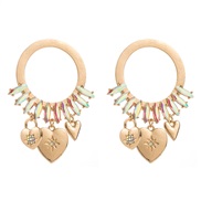 (AB)occidental style wind Alloy circle love earrings diamond love tassel personality Earring brief high earrings