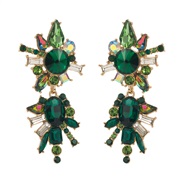 ( green)elegant fashion samll long style tassel earrings woman retro luxurious Alloy colorful diamond temperament Earri