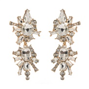 ( white)elegant fashion samll long style tassel earrings woman retro luxurious Alloy colorful diamond temperament Earri