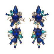 ( blue)elegant fashion samll long style tassel earrings woman retro luxurious Alloy colorful diamond temperament Earring
