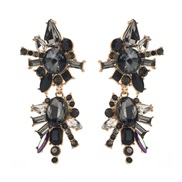 ( black)elegant fashion samll long style tassel earrings woman retro luxurious Alloy colorful diamond temperament Earri