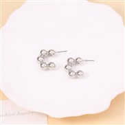 ( Silver)occidental style retro Metal Round uniquec Word ear stud        punk wind Street Snap style