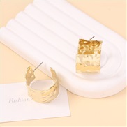 ( Gold) retro Irregular pattern Metal ear stud      width surface exaggerating all-Purpose trend Street Snap style