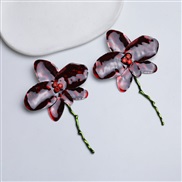 ( red)occidental style style flowers earrings Metal diamond enamel flowers ear stud Earring woman