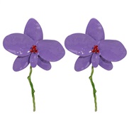 (purple)E occidental style fashion wind petal earrings  exaggerating enamel Metal big flowers ear stud woman