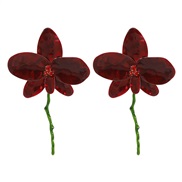 ( red)E occidental style fashion wind petal earrings  exaggerating enamel Metal big flowers ear stud woman