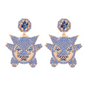 ( blue) color diamond samll Rock ear stud woman creative personality occidental style earrings