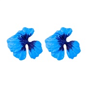 ( blue) wind color enamel geometry Alloy flower ear stud pattern all-Purpose trend Street Snap