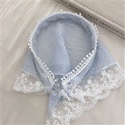 ( blue)Korea all-Purpose Headband lace triangle head Country style temperament scarves all-Purpose Headband