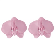 ( Pink)summer new Alloy butterfly flowers earrings occidental style exaggerating Earring lady elegant flowers style