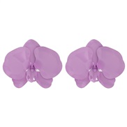 (purple)summer new Alloy butterfly flowers earrings occidental style exaggerating Earring lady elegant flowers style