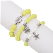( yellow)occidental style Bohemia leisure wind starfish Shells bracelet  sweet color beads set
