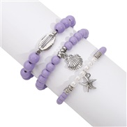 (purple)occidental style Bohemia leisure wind starfish Shells bracelet  sweet color beads set